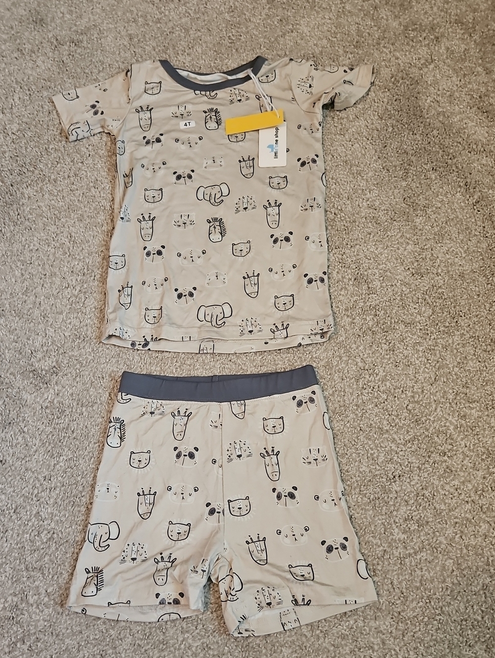 NWT Little One Shop 4T Bamboo Safari Animals Short Pajama Set